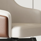 Modern Faux Leather Swivel Arm Dining Chair with Solid Back