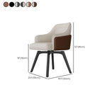 Modern Faux Leather Swivel Arm Dining Chair with Solid Back