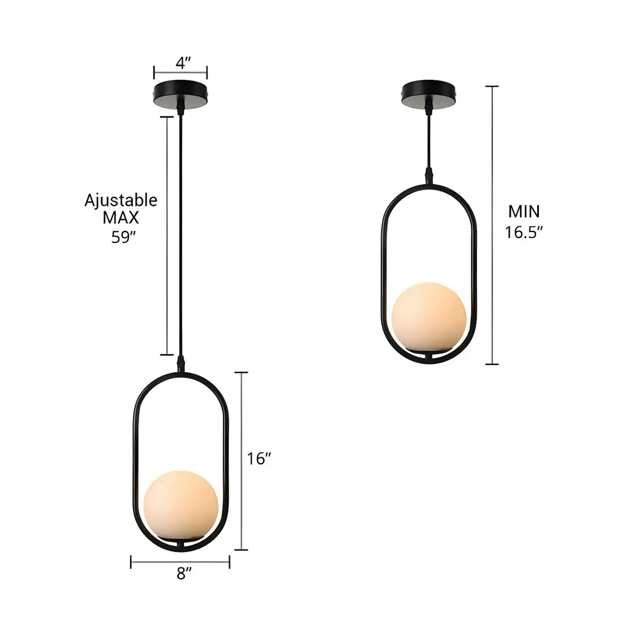 Chic Globe Black and Gold Pendant Light for Bedroom