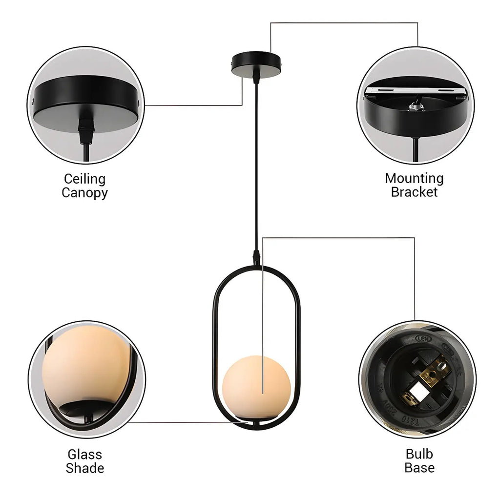 Chic Globe Black and Gold Pendant Light for Bedroom