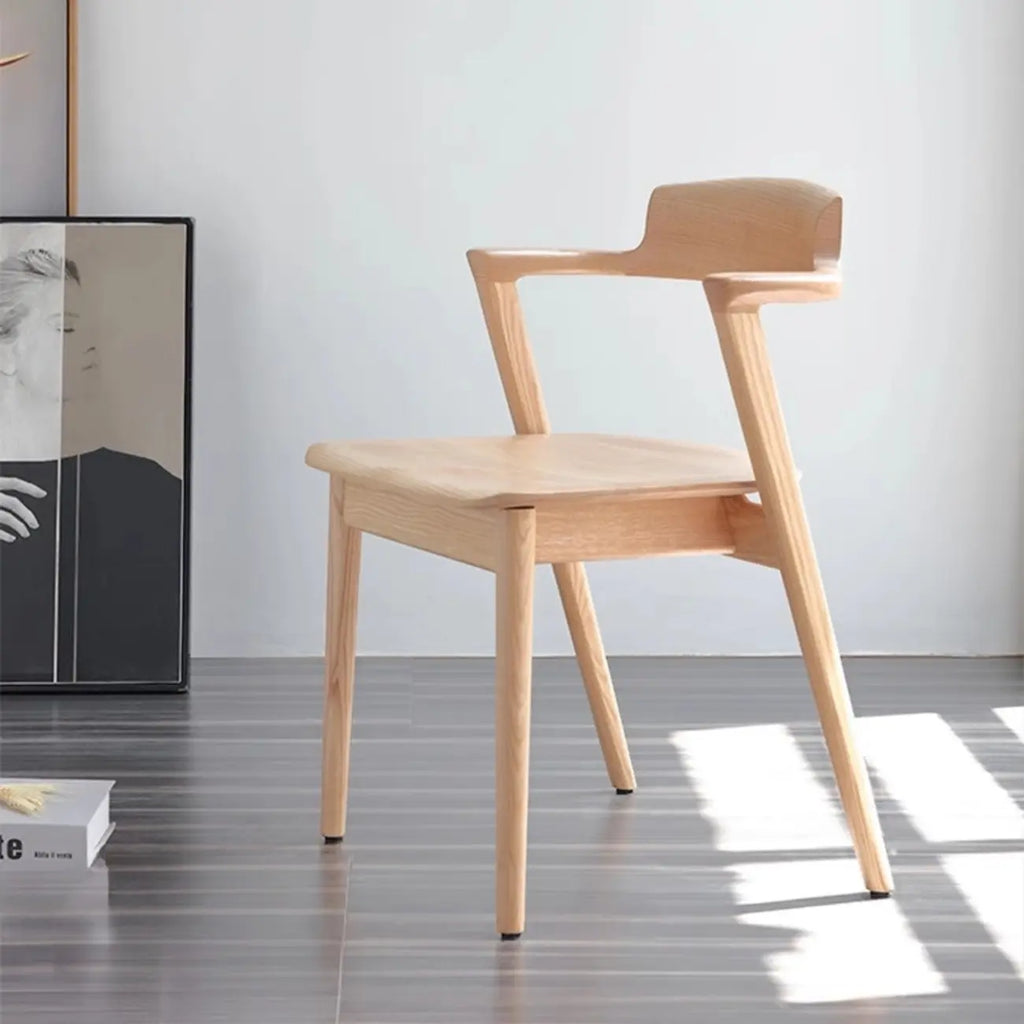 Scandinavian Open Back Armless Walnut Wood Dining Chairs