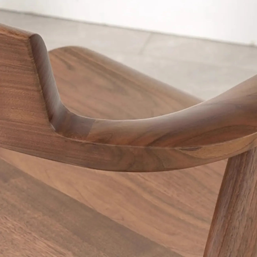 Scandinavian Open Back Armless Walnut Wood Dining Chairs