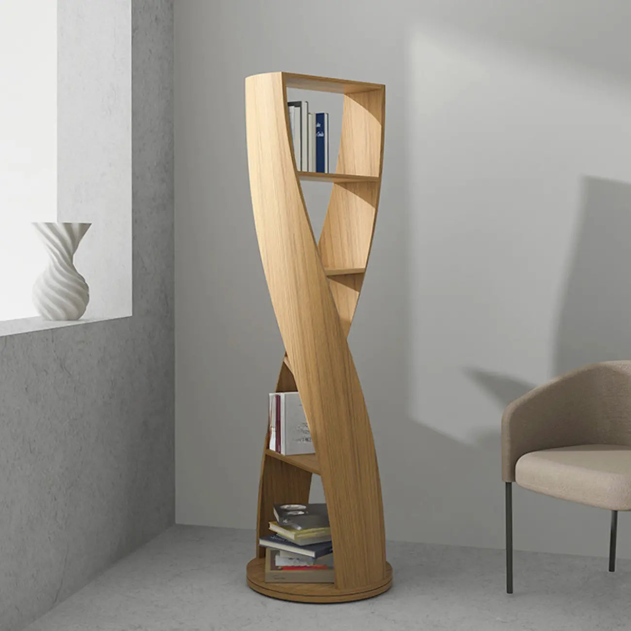 Contemporary Hourglass 5-tier Wooden Vertical Bookcase