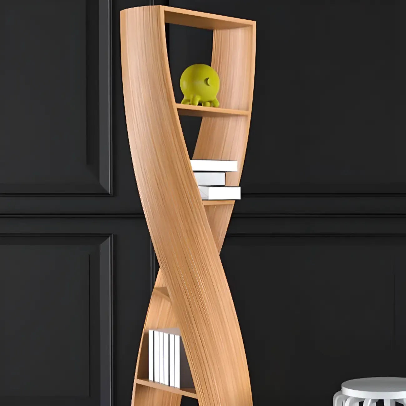 Contemporary Hourglass 5-tier Wooden Vertical Bookcase