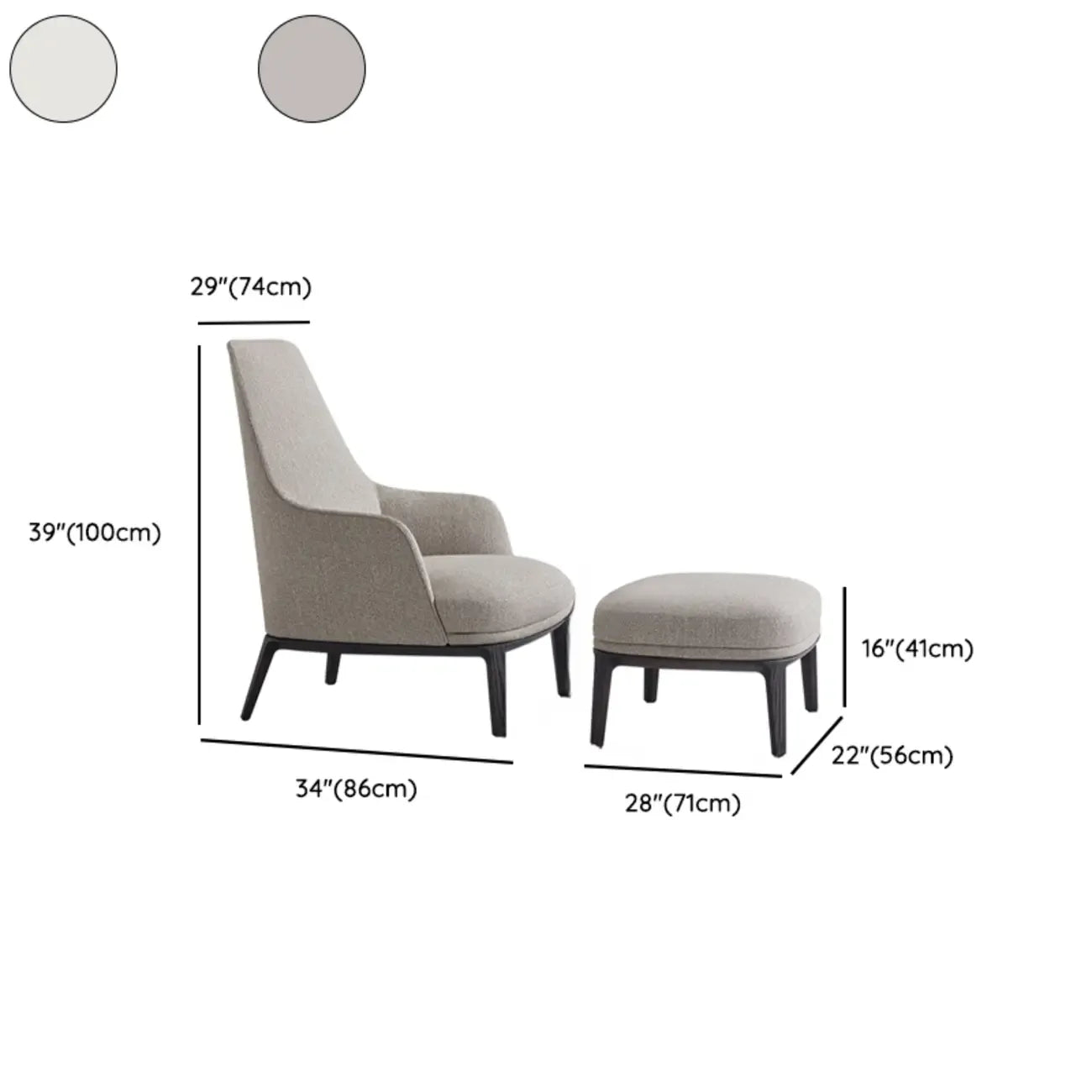 Modern High Back Living Room Accent Chair with Ottoman