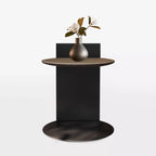 Comtemporary Leather Top C Side Table with Metal Base