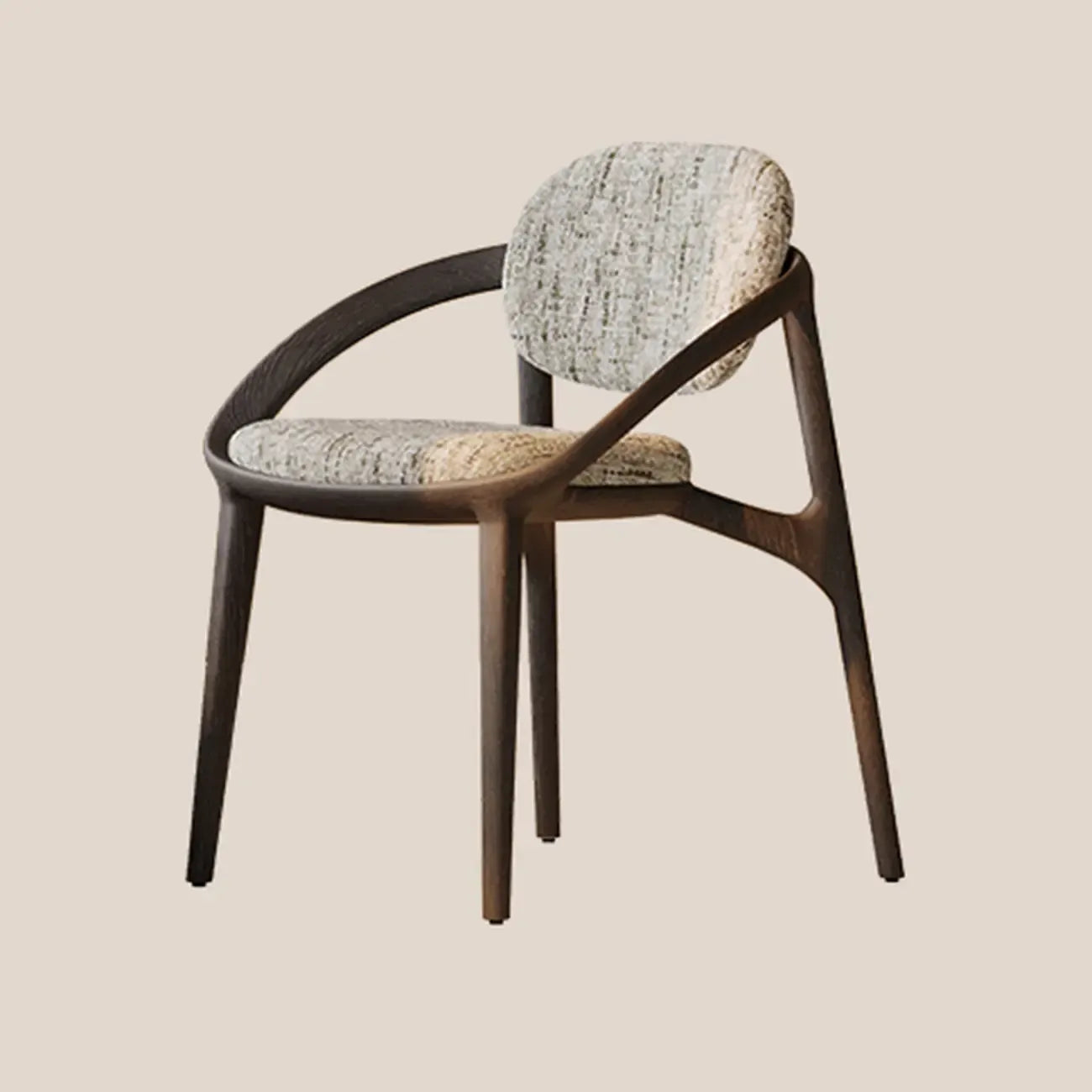 Mid-Century Modern Wooden Dining Chair with Arms