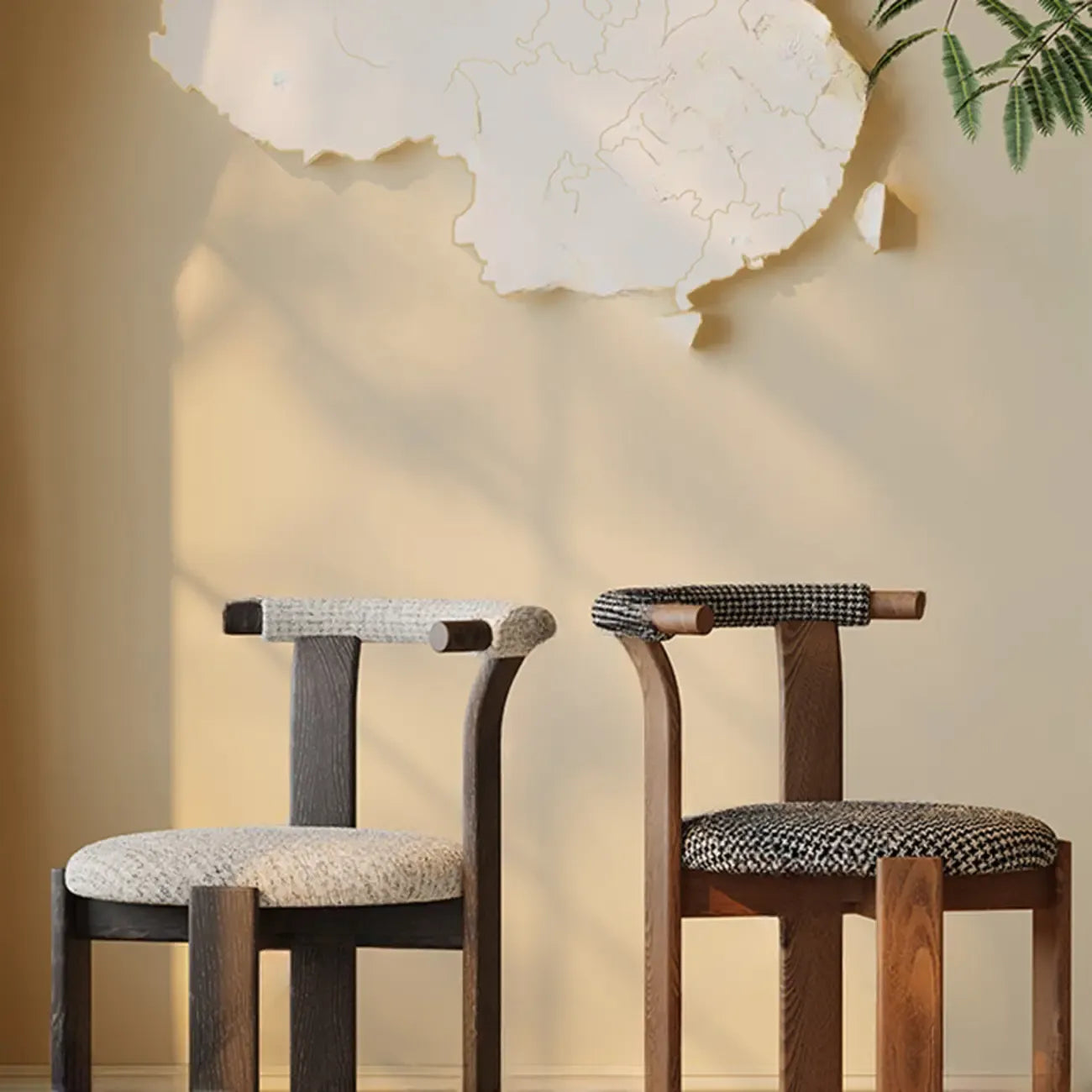 Elegant Open Back Upholstered Armless Wood Dining Chairs