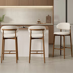 Mid Century Modern Upholstered Bar Stool with Back