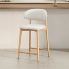 Mid Century Modern Upholstered Bar Stool with Back