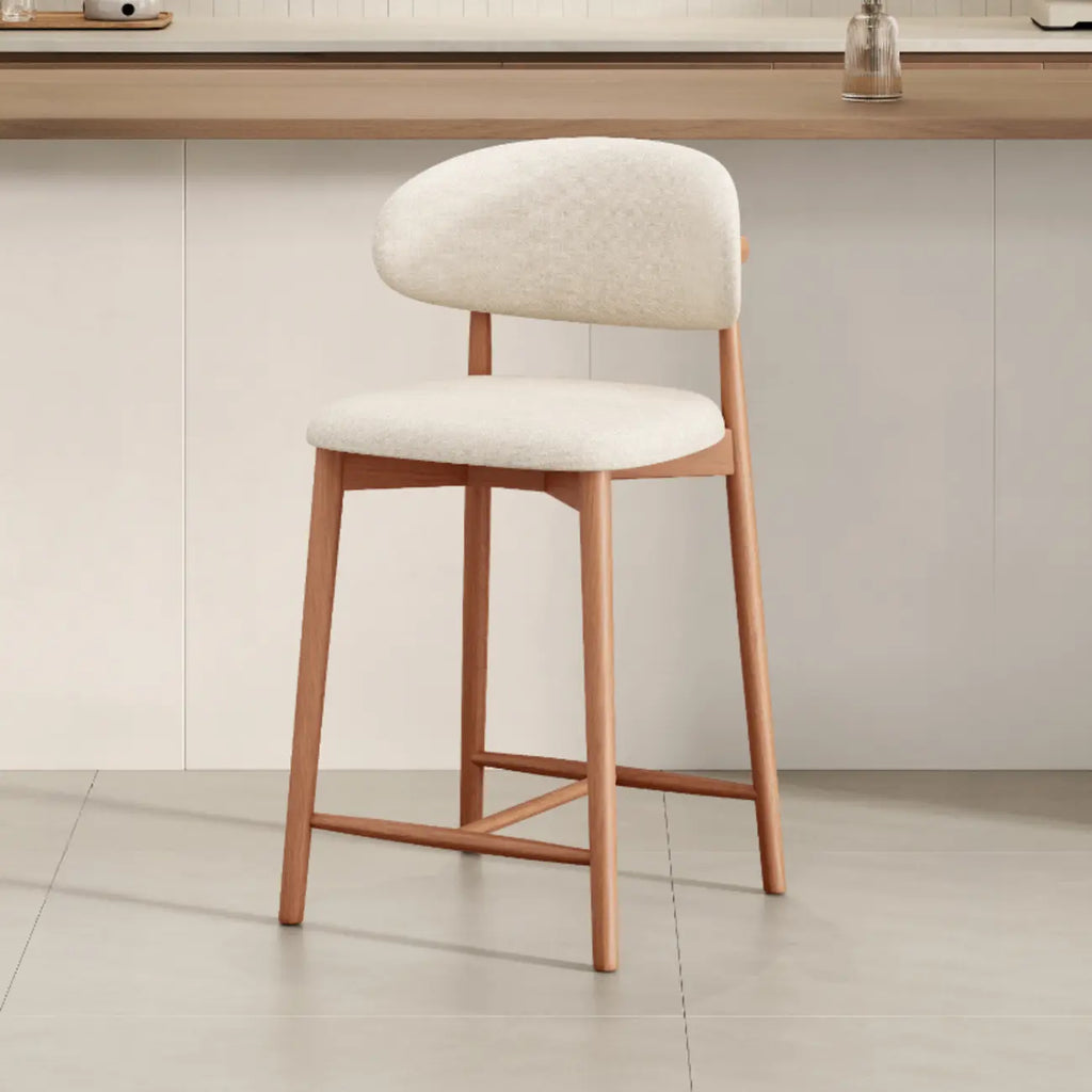 Mid Century Modern Upholstered Bar Stool with Back