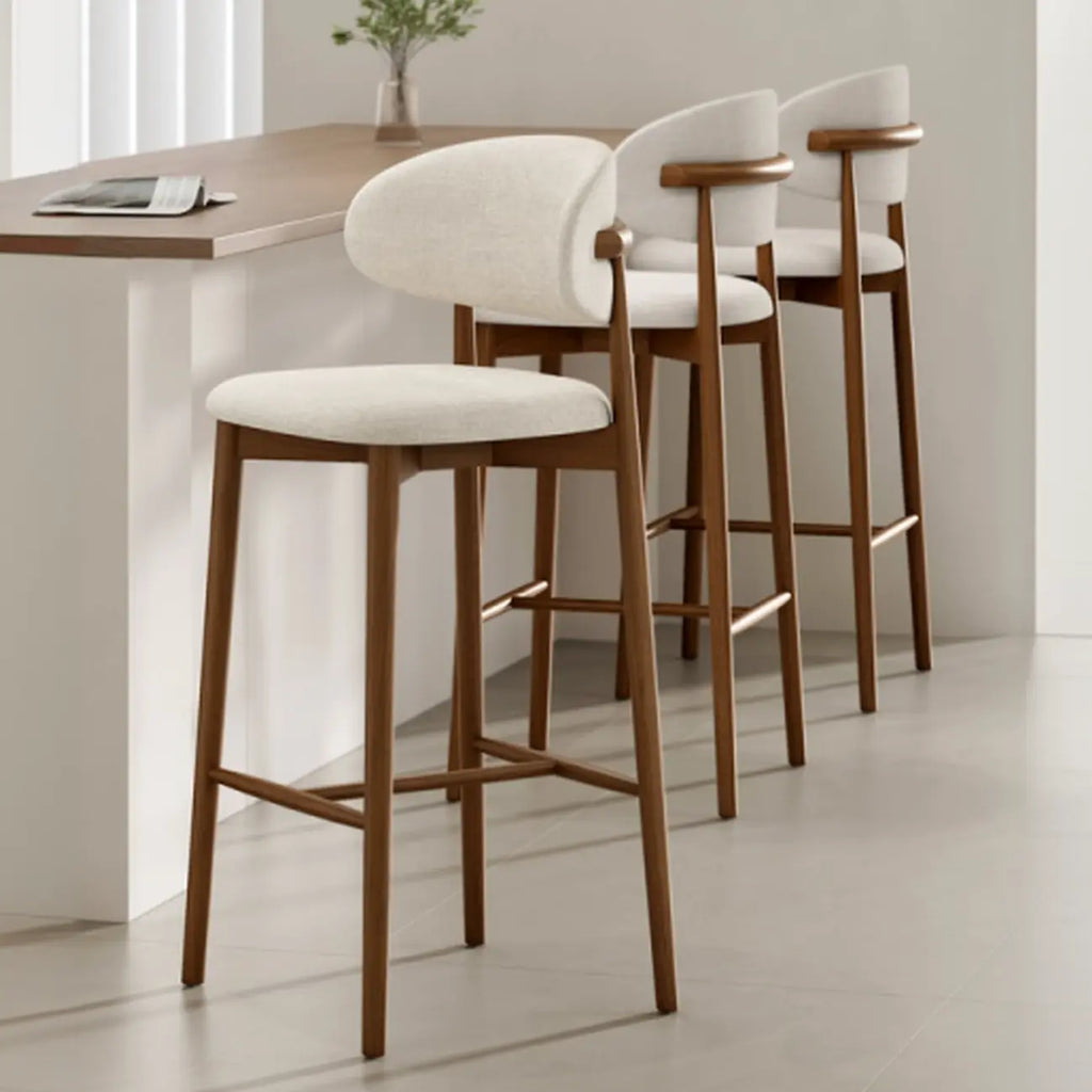 Mid Century Modern Upholstered Bar Stool with Back