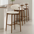 Mid Century Modern Upholstered Bar Stool with Back