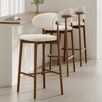 Mid Century Modern Upholstered Bar Stool with Back