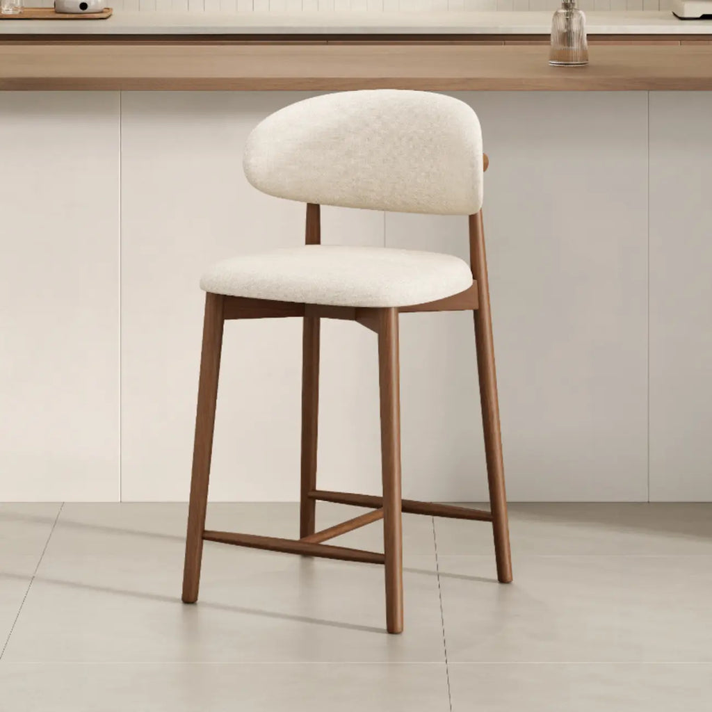 Mid Century Modern Upholstered Bar Stool with Back