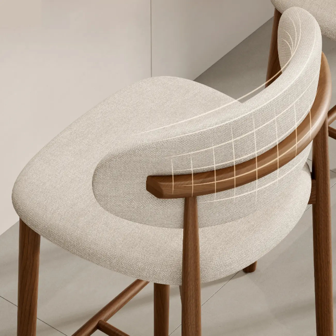 Mid Century Modern Upholstered Bar Stool with Back