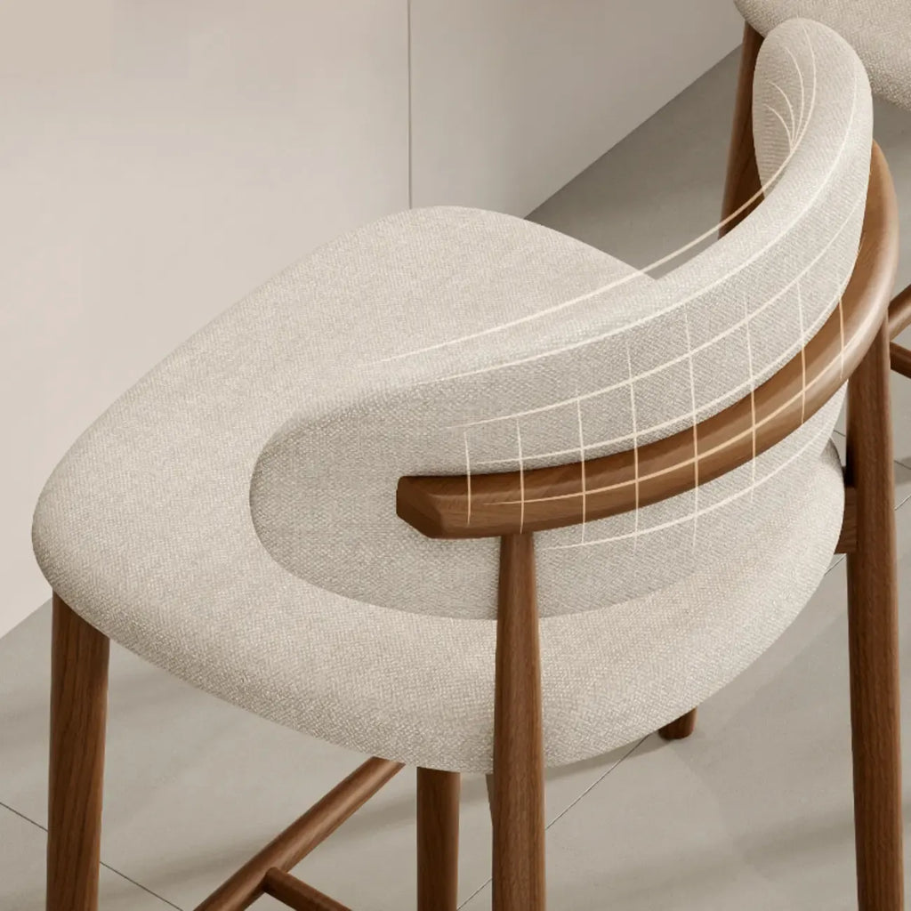 Mid Century Modern Upholstered Bar Stool with Back