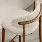 Mid Century Modern Upholstered Bar Stool with Back