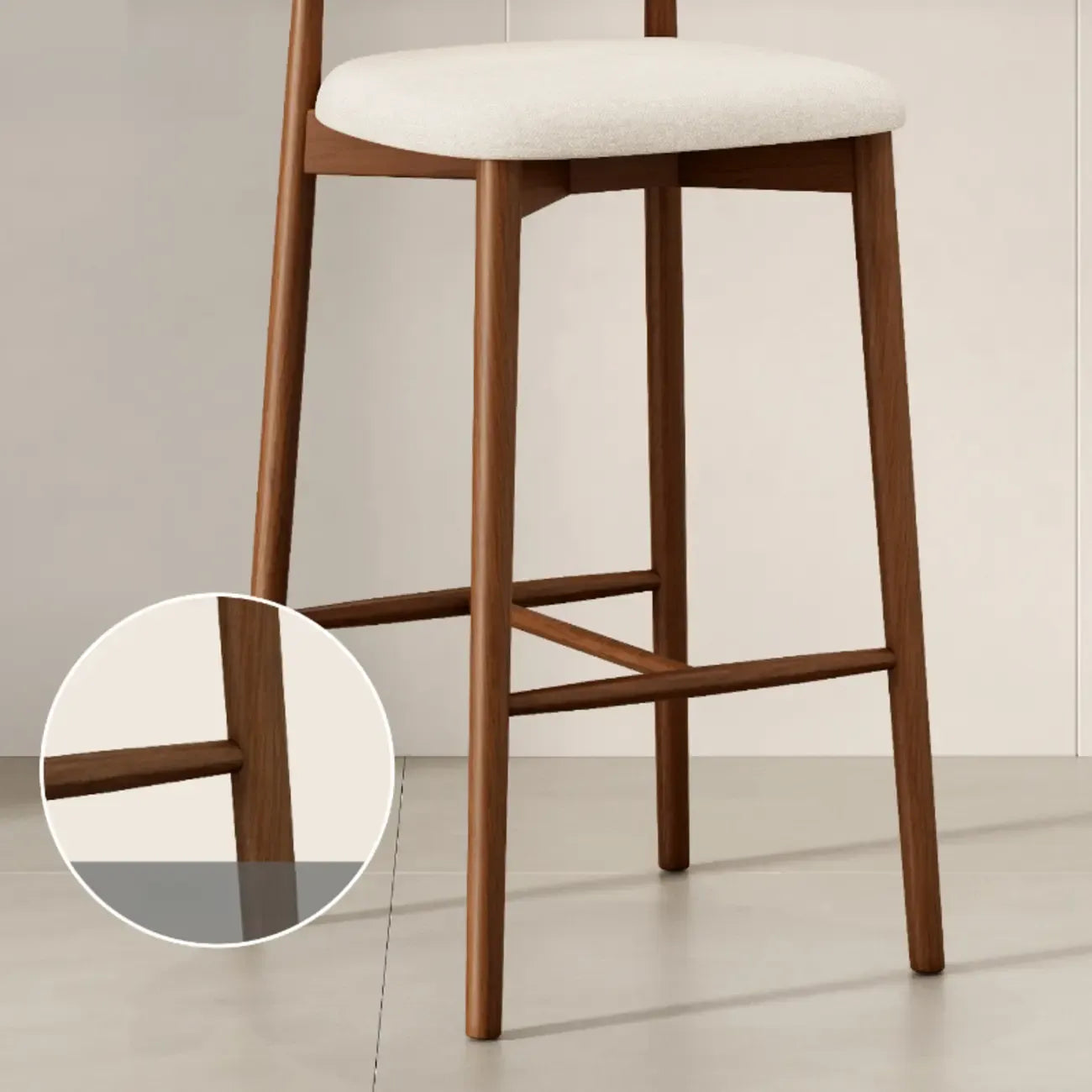 Mid Century Modern Upholstered Bar Stool with Back