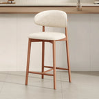Mid Century Modern Upholstered Bar Stool with Back