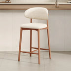 Mid Century Modern Upholstered Bar Stool with Back