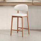 Mid Century Modern Upholstered Bar Stool with Back