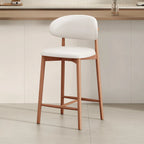 Mid Century Modern Upholstered Bar Stool with Back