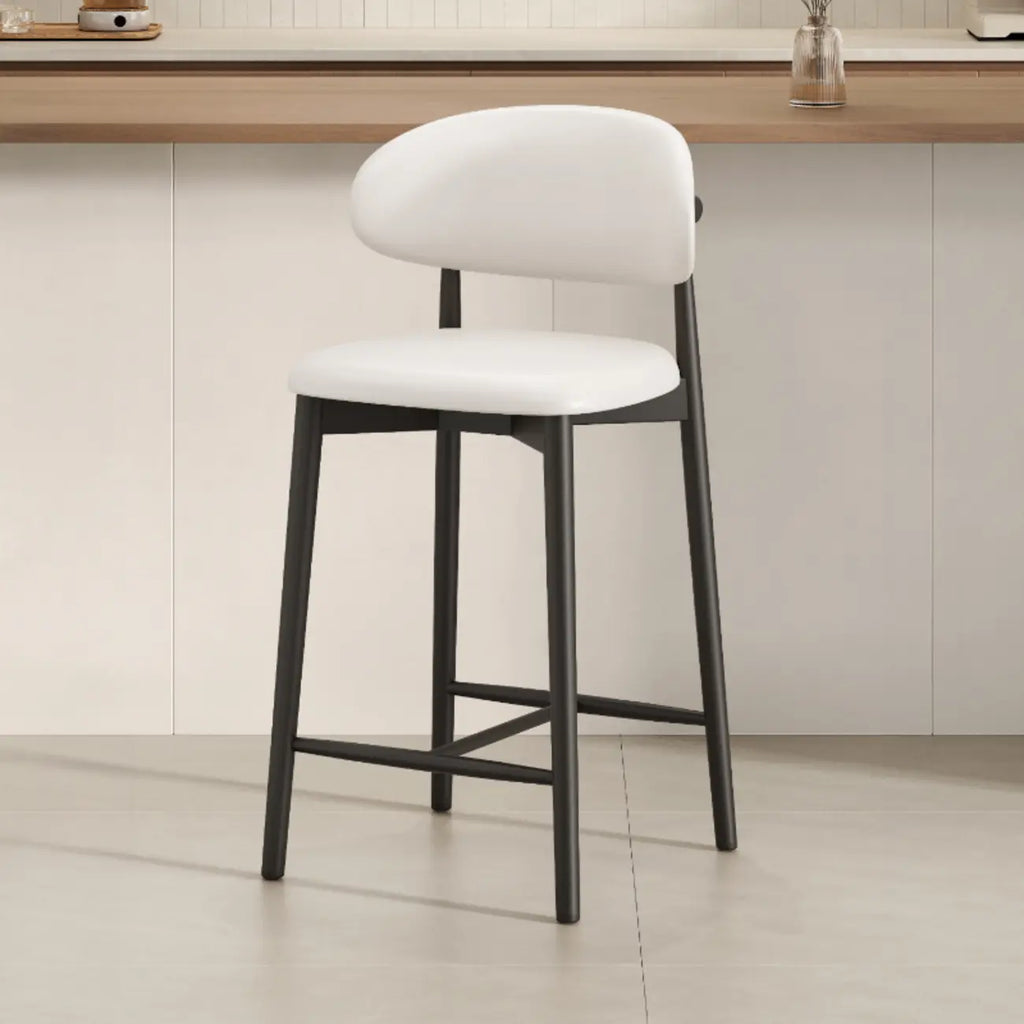 Mid Century Modern Upholstered Bar Stool with Back