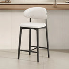 Mid Century Modern Upholstered Bar Stool with Back