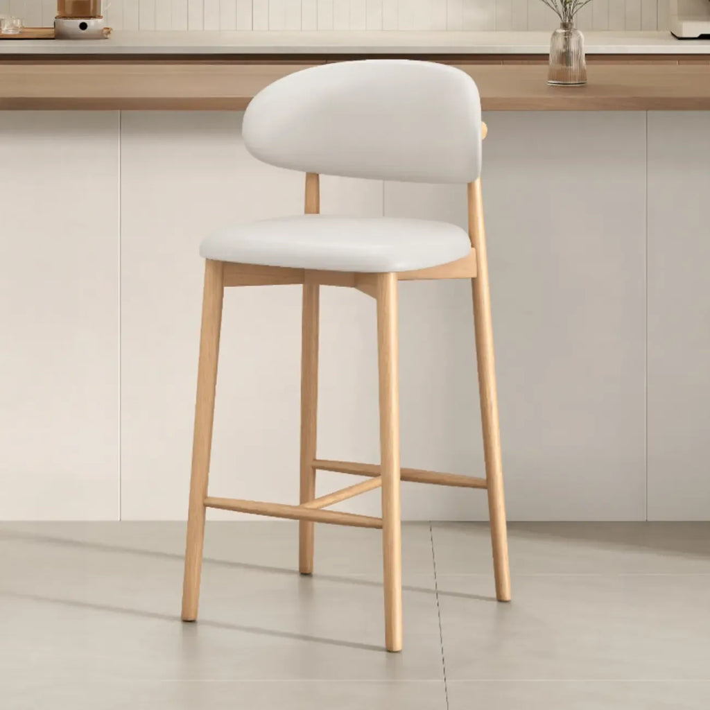 Mid Century Modern Upholstered Bar Stool with Back