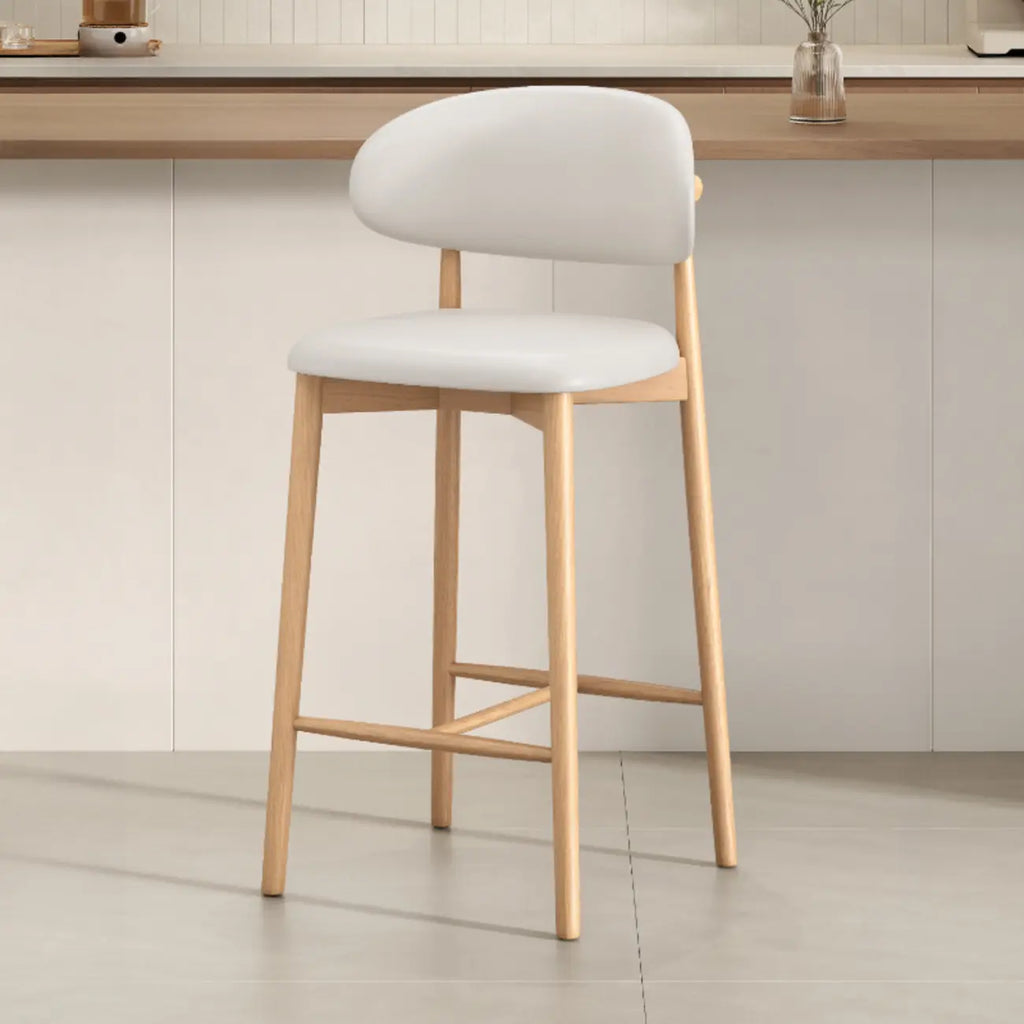 Mid Century Modern Upholstered Bar Stool with Back