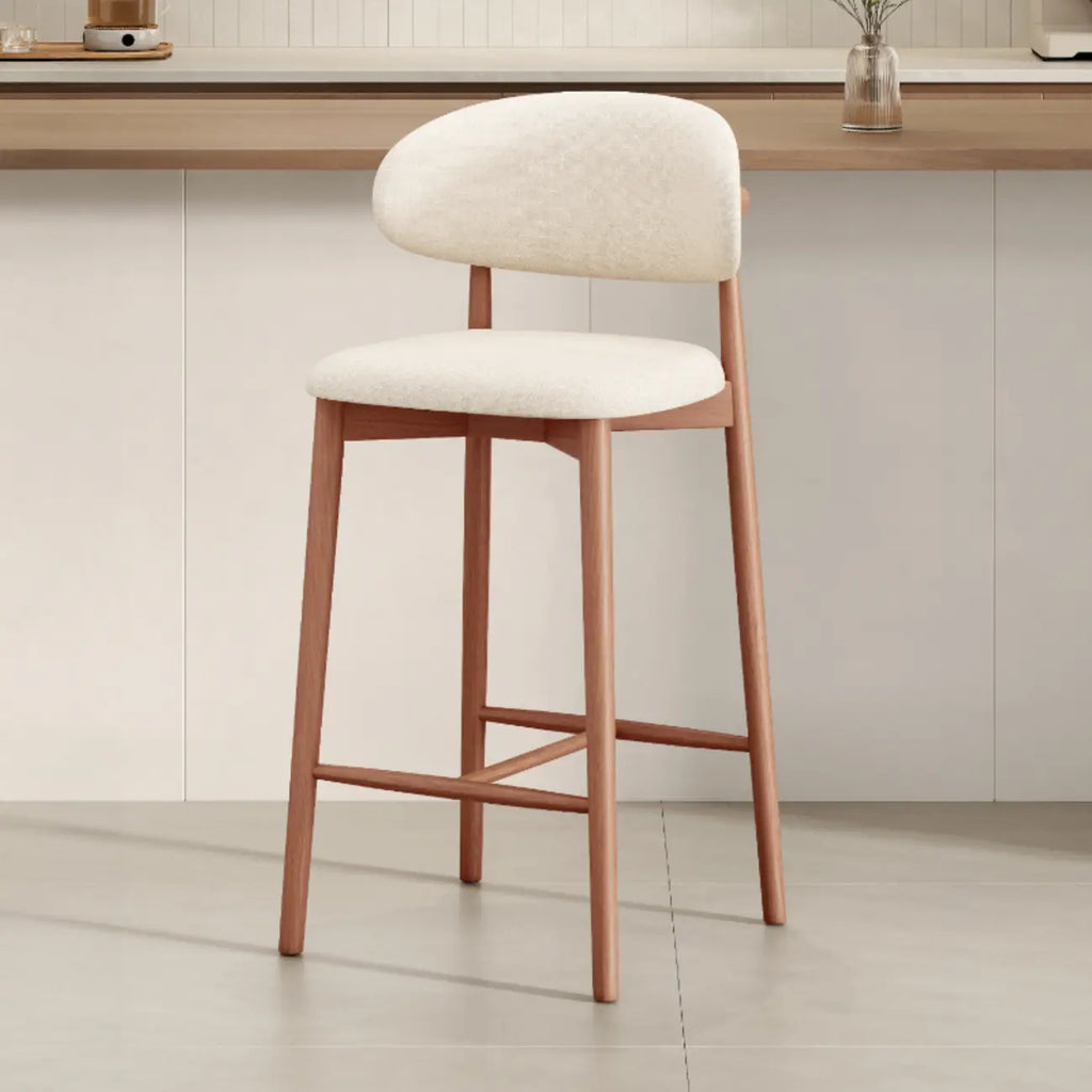 Mid Century Modern Upholstered Bar Stool with Back
