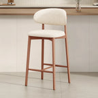 Mid Century Modern Upholstered Bar Stool with Back