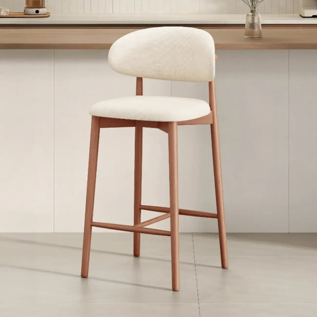 Mid Century Modern Upholstered Bar Stool with Back