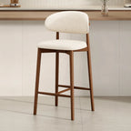 Mid Century Modern Upholstered Bar Stool with Back
