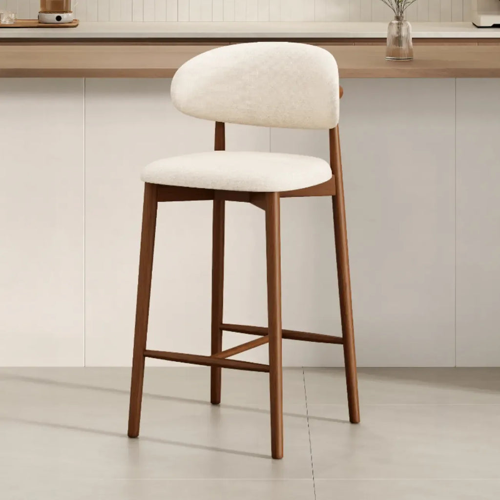 Mid Century Modern Upholstered Bar Stool with Back