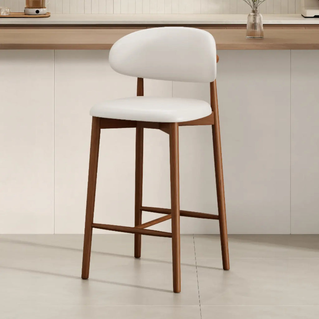 Mid Century Modern Upholstered Bar Stool with Back