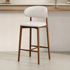 Mid Century Modern Upholstered Bar Stool with Back