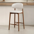 Mid Century Modern Upholstered Bar Stool with Back