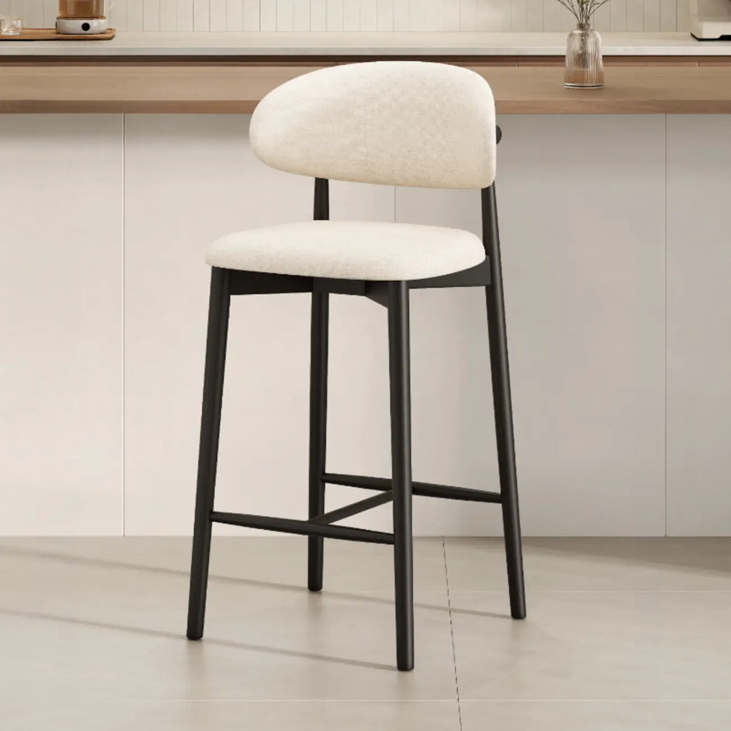 Mid Century Modern Upholstered Bar Stool with Back