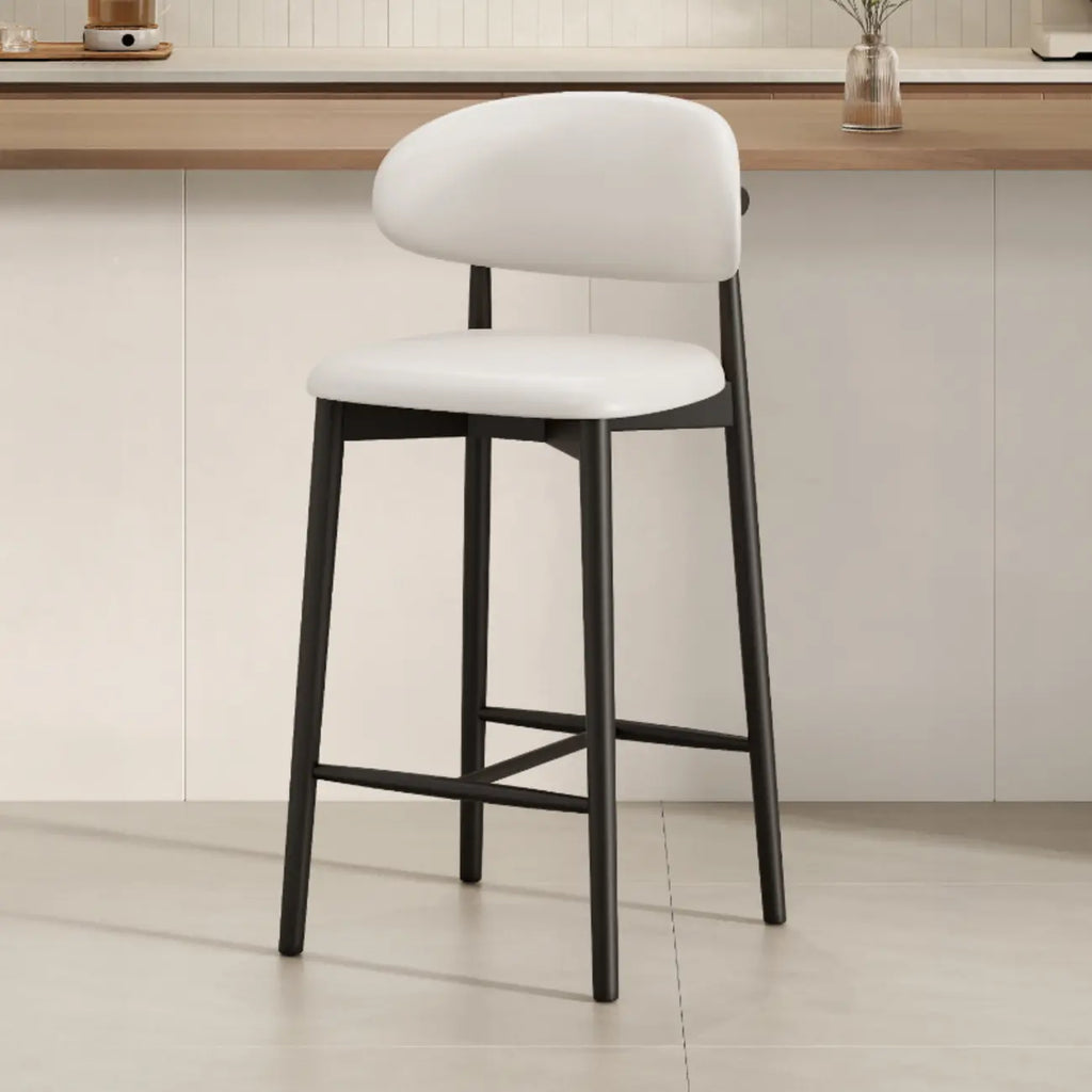 Mid Century Modern Upholstered Bar Stool with Back