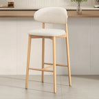 Mid Century Modern Upholstered Bar Stool with Back