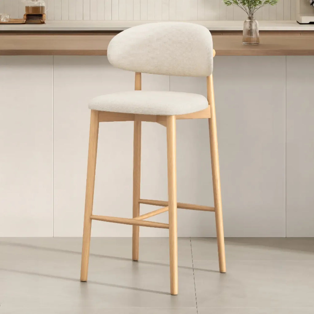 Mid Century Modern Upholstered Bar Stool with Back