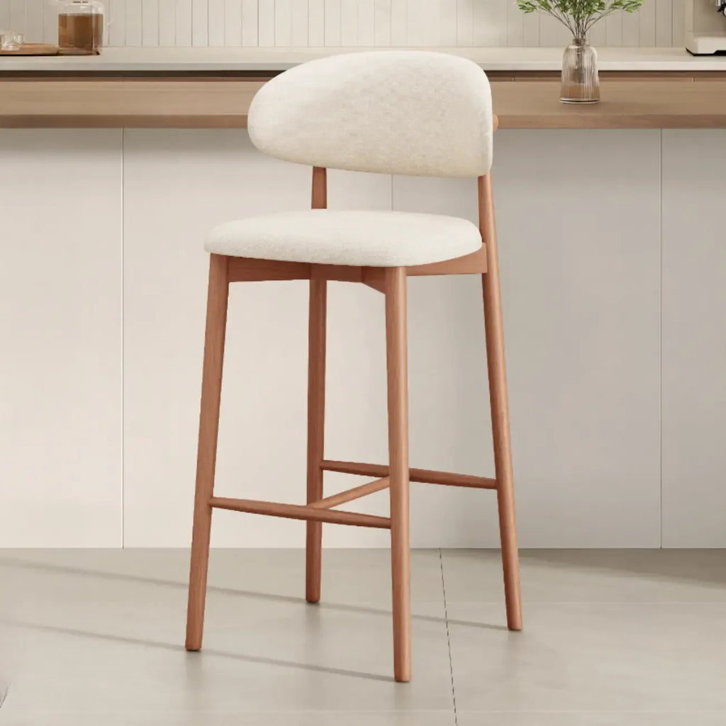 Mid Century Modern Upholstered Bar Stool with Back
