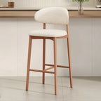 Mid Century Modern Upholstered Bar Stool with Back