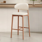 Mid Century Modern Upholstered Bar Stool with Back