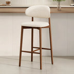 Mid Century Modern Upholstered Bar Stool with Back