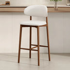 Mid Century Modern Upholstered Bar Stool with Back