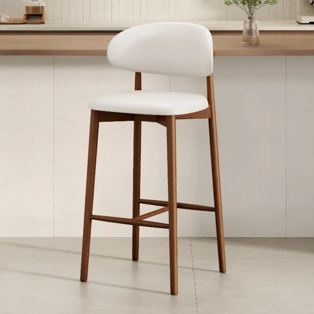 Mid Century Modern Upholstered Bar Stool with Back