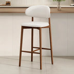 Mid Century Modern Upholstered Bar Stool with Back